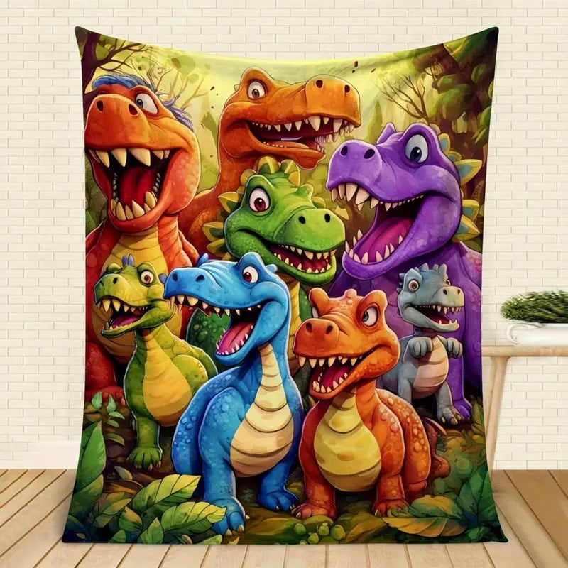 Dino-Mite Smiling Dinosaurs Soft Throw Blanket – Cozy, Lightweight & Perfect for Gifting!