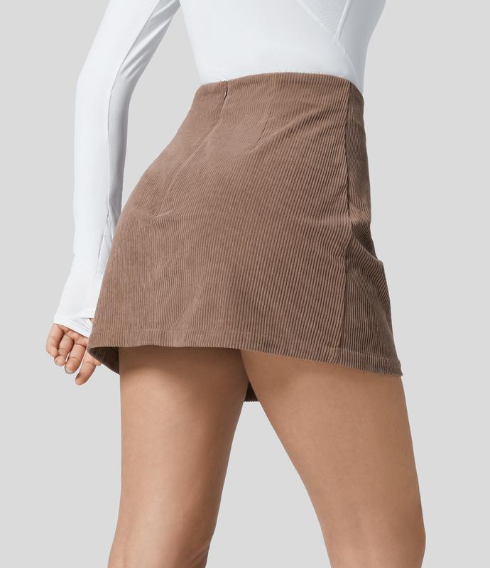✨ High-Waisted Corduroy 2-in-1 Mini A-Line Skirt | Invisible Zipper Casual Style