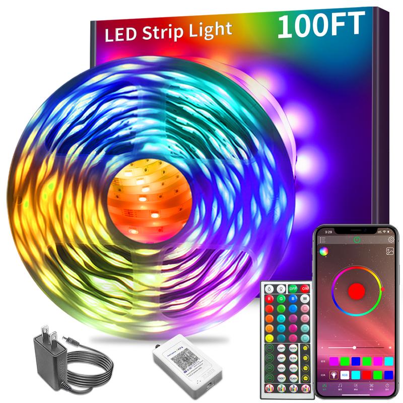🎶 200FT RGB Music Sync LED Strip | Bluetooth APP Remote for Bedroom Ambiance