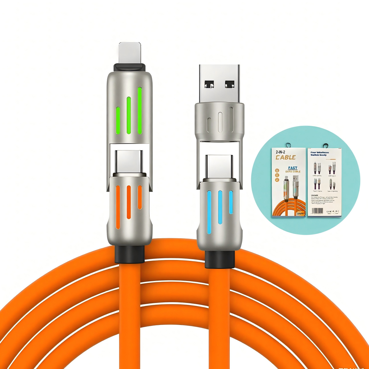 ✨ "4-in-1 Fast Charging Cable – 240W Universal USB Cord w/Case (6.6Ft)"