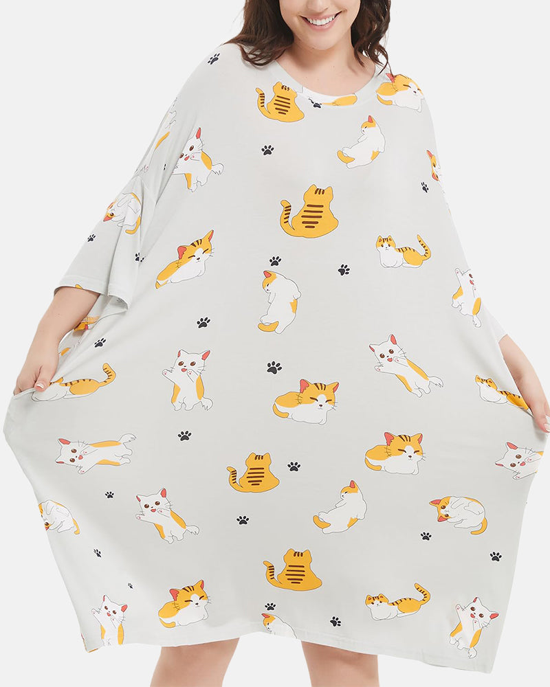 Soft Bamboo Sleepshirt with Pocket Plus Size S-6XL