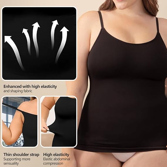 Scoop Neck Cami,Adjustable Strap Tummy Control Shaping Tank Tops for Women