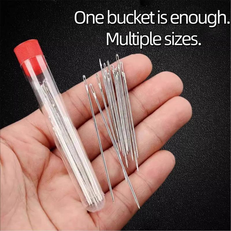 🧵 34PCS Big-Eye Steel Needle Set | Long & Thin for Quilting & DIY Sewing