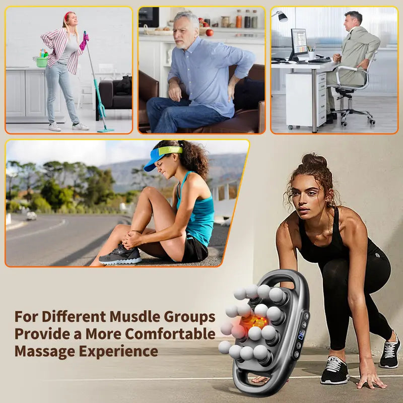 16-Head Massage Gun with 30 Levels: Deep Tissue Percussion for Back, Shoulder & Leg Pain Relief