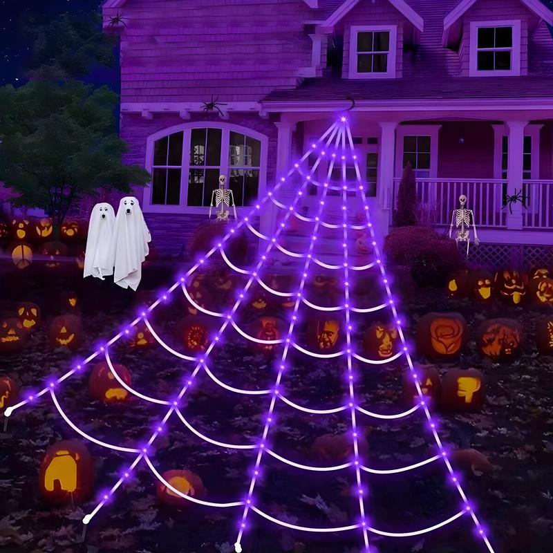 🕸️5M Giant Spider Web Light|250  LEDs for Halloween Horror Decor
