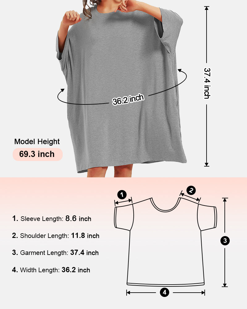 Soft Bamboo Sleepshirt with Pocket Plus Size S-6XL