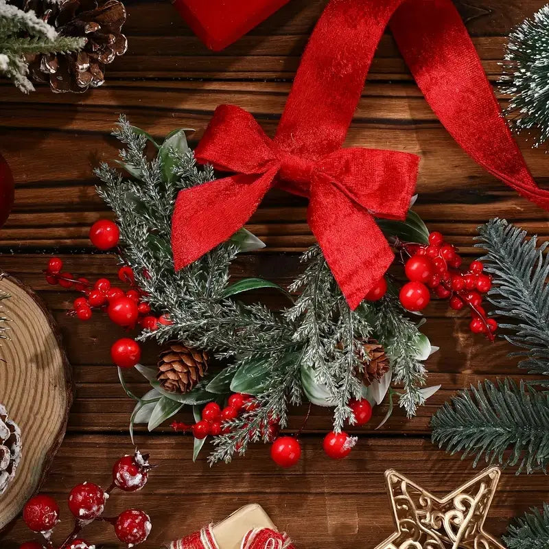 π "Christmas Window Wreaths with Berries & Bows β Farmhouse Kitchen Door Decor"