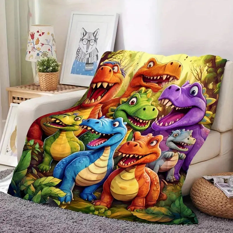 Dino-Mite Smiling Dinosaurs Soft Throw Blanket – Cozy, Lightweight & Perfect for Gifting!