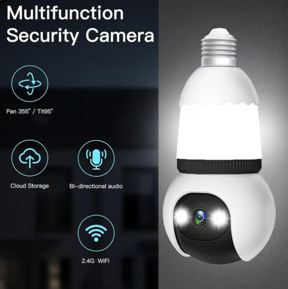 1080P Light Bulb Security Camera,Wireless Outdoor Indoor Camera with Night Vision