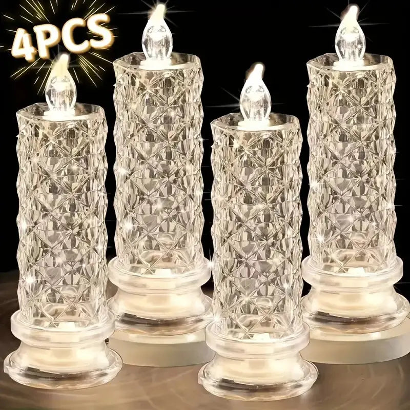 A set of 4 LED crystal candle lights ✨