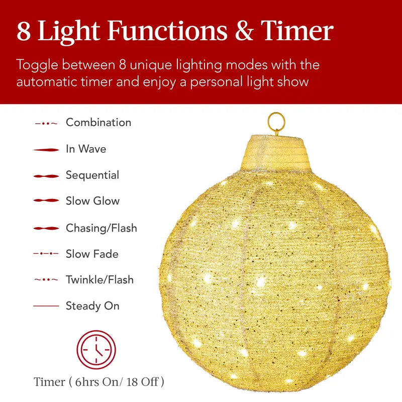 Hanging Pop-Up Outdoor Christmas Ornaments, LED Lights, 8 Light Functions