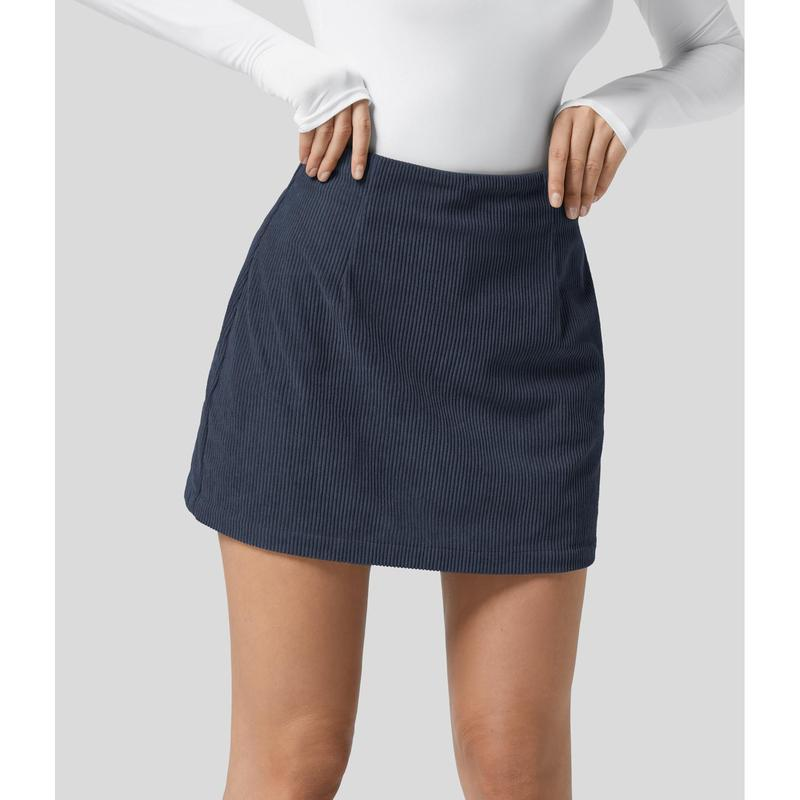 ✨ High-Waisted Corduroy 2-in-1 Mini A-Line Skirt | Invisible Zipper Casual Style