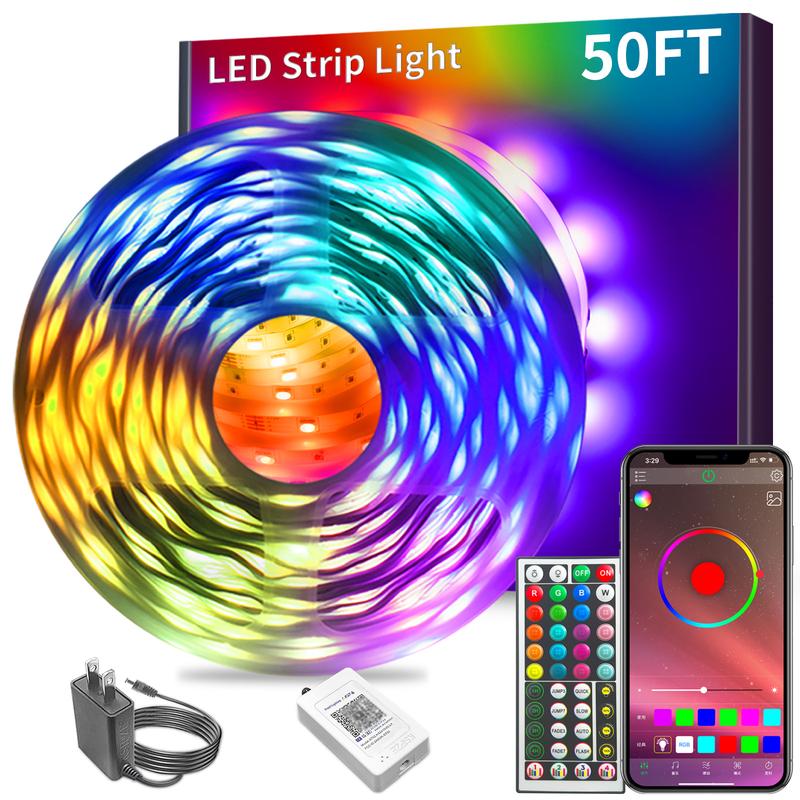🎶 200FT RGB Music Sync LED Strip | Bluetooth APP Remote for Bedroom Ambiance