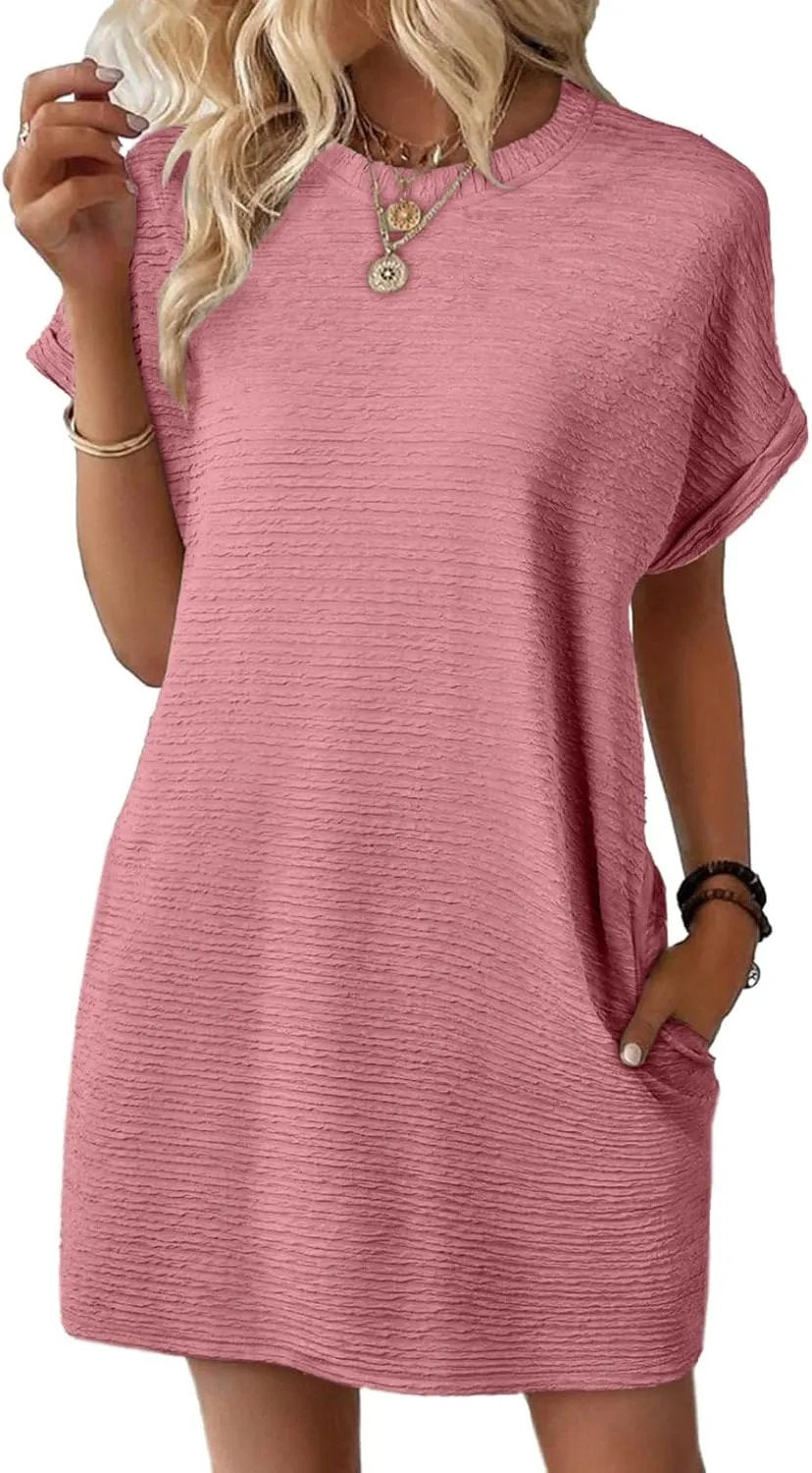 Women's Lightweight Summer Short Sleeve Dress with Pockets