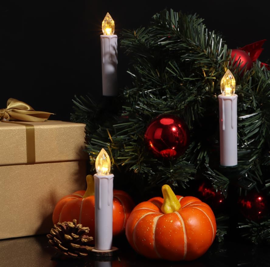 π Christmas Tree Clip-On LED Candles | Timer & Waterproof