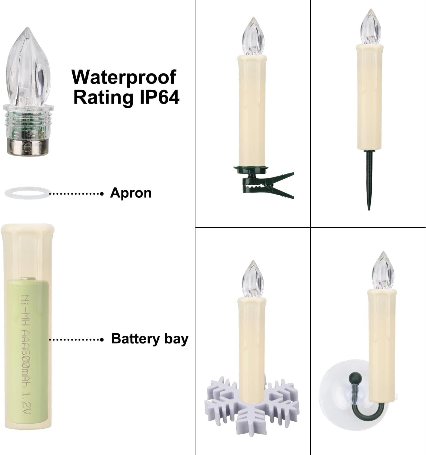 π Christmas Tree Clip-On LED Candles | Timer & Waterproof