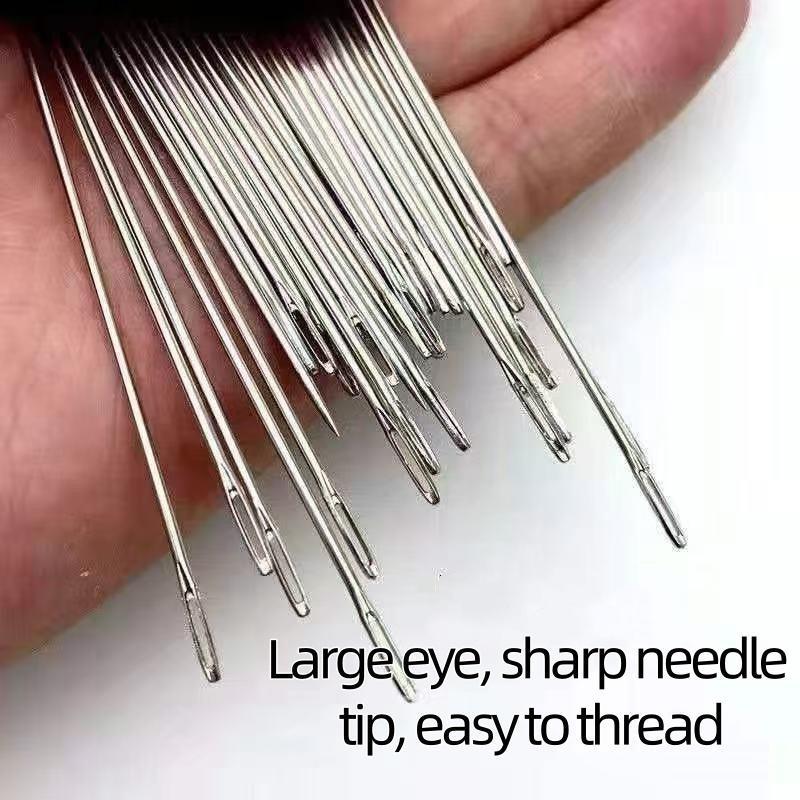 🧵 34PCS Big-Eye Steel Needle Set | Long & Thin for Quilting & DIY Sewing