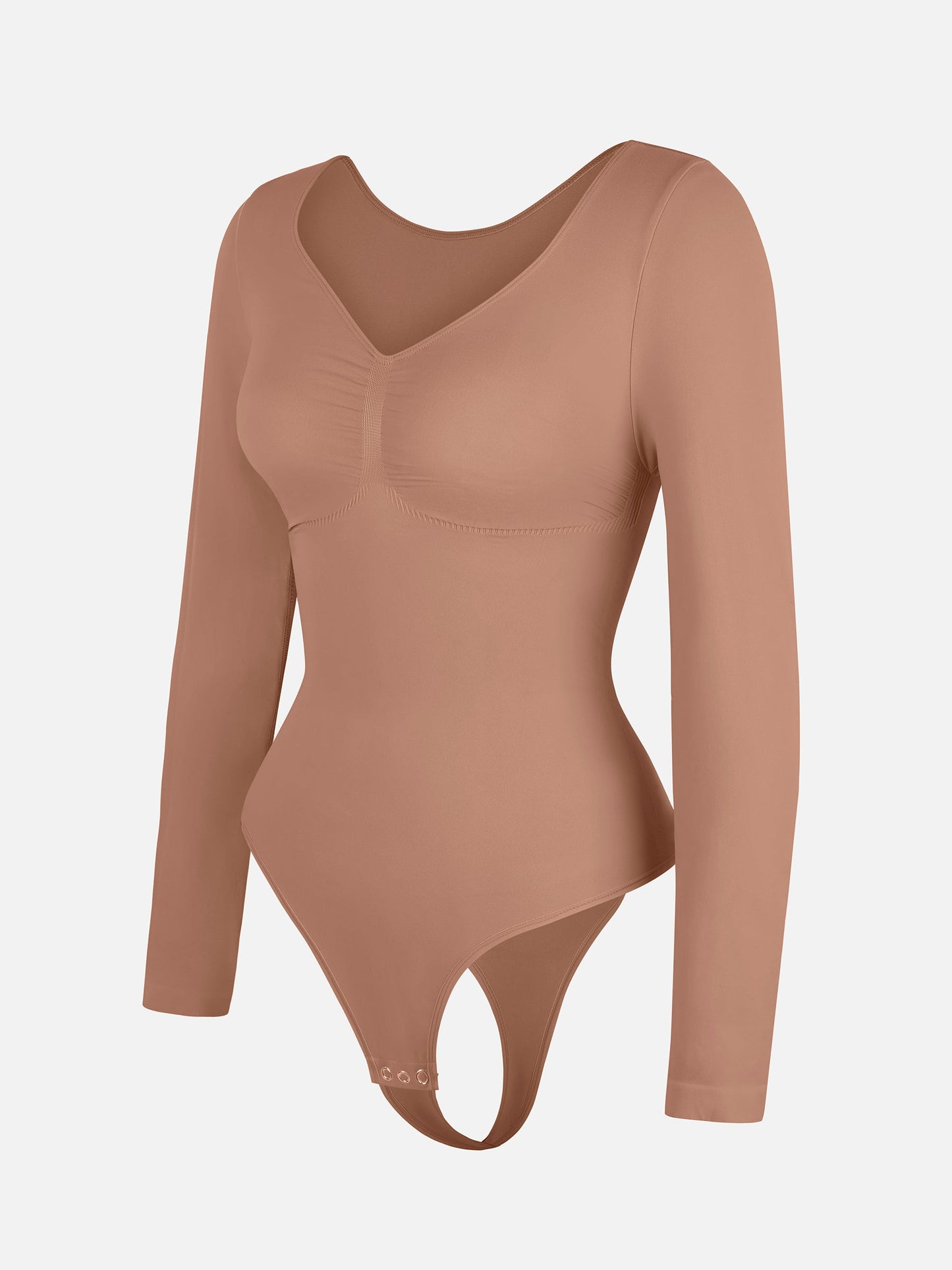 Seamless Long Sleeve Tummy Control Thong Bodysuit