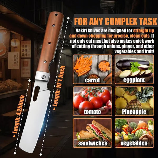 440C Stainless Steel Wood Handle Portable Chef Knife