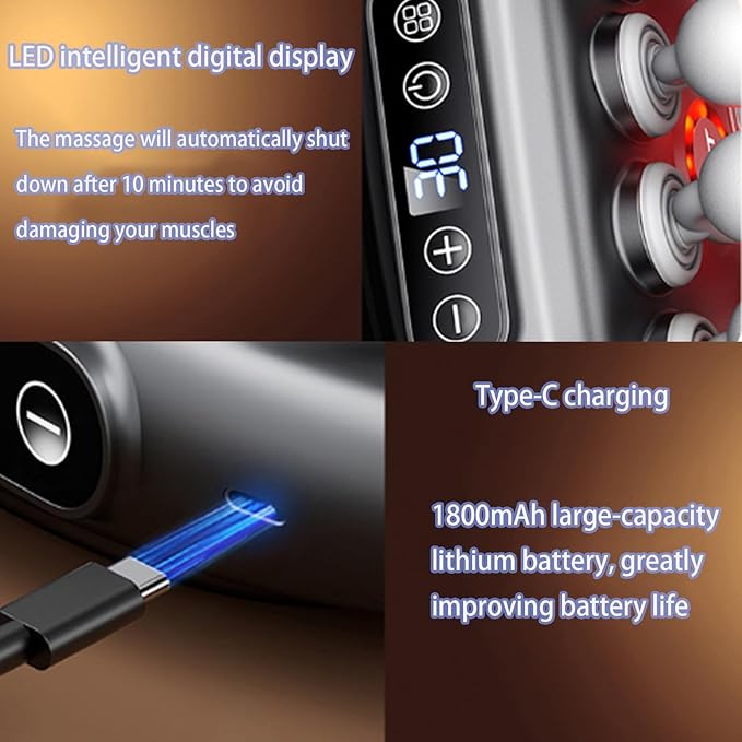 16-Head Massage Gun with 30 Levels: Deep Tissue Percussion for Back, Shoulder & Leg Pain Relief