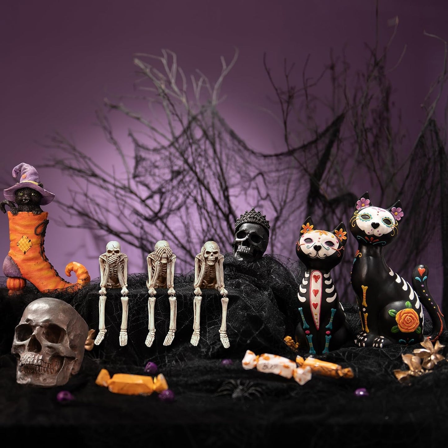 🎃👻💀Halloween Fireplace Simulation Skull Combination