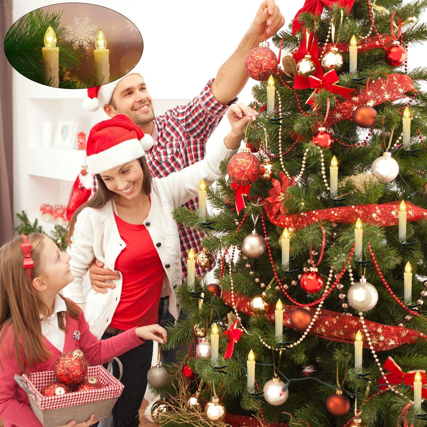 π Christmas Tree Clip-On LED Candles | Timer & Waterproof