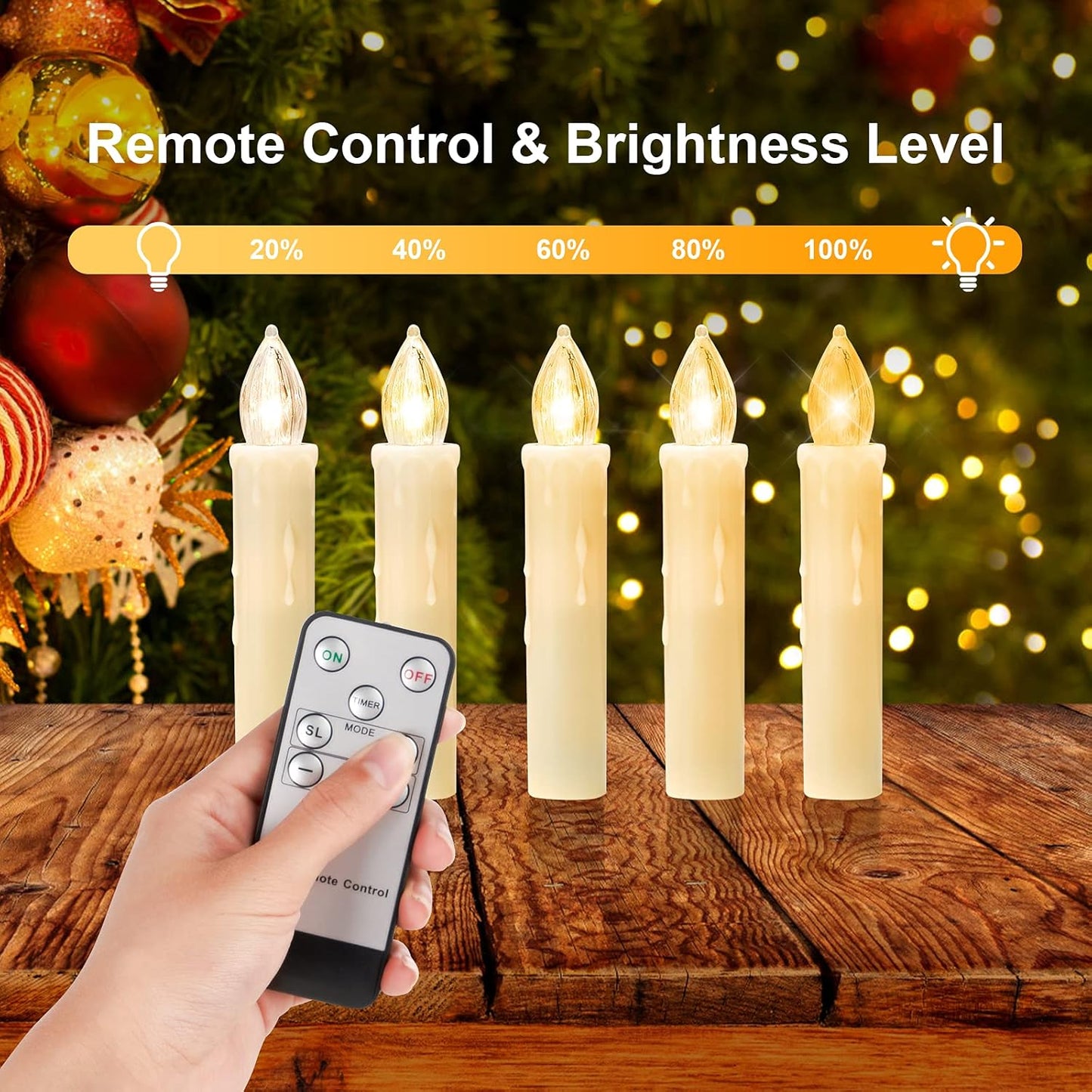 π Christmas Tree Clip-On LED Candles | Timer & Waterproof