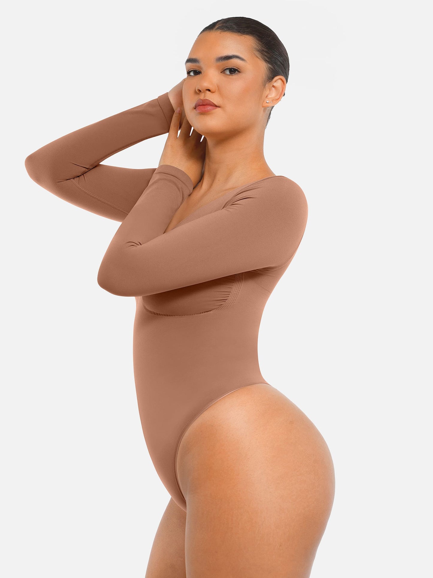 Seamless Long Sleeve Tummy Control Thong Bodysuit