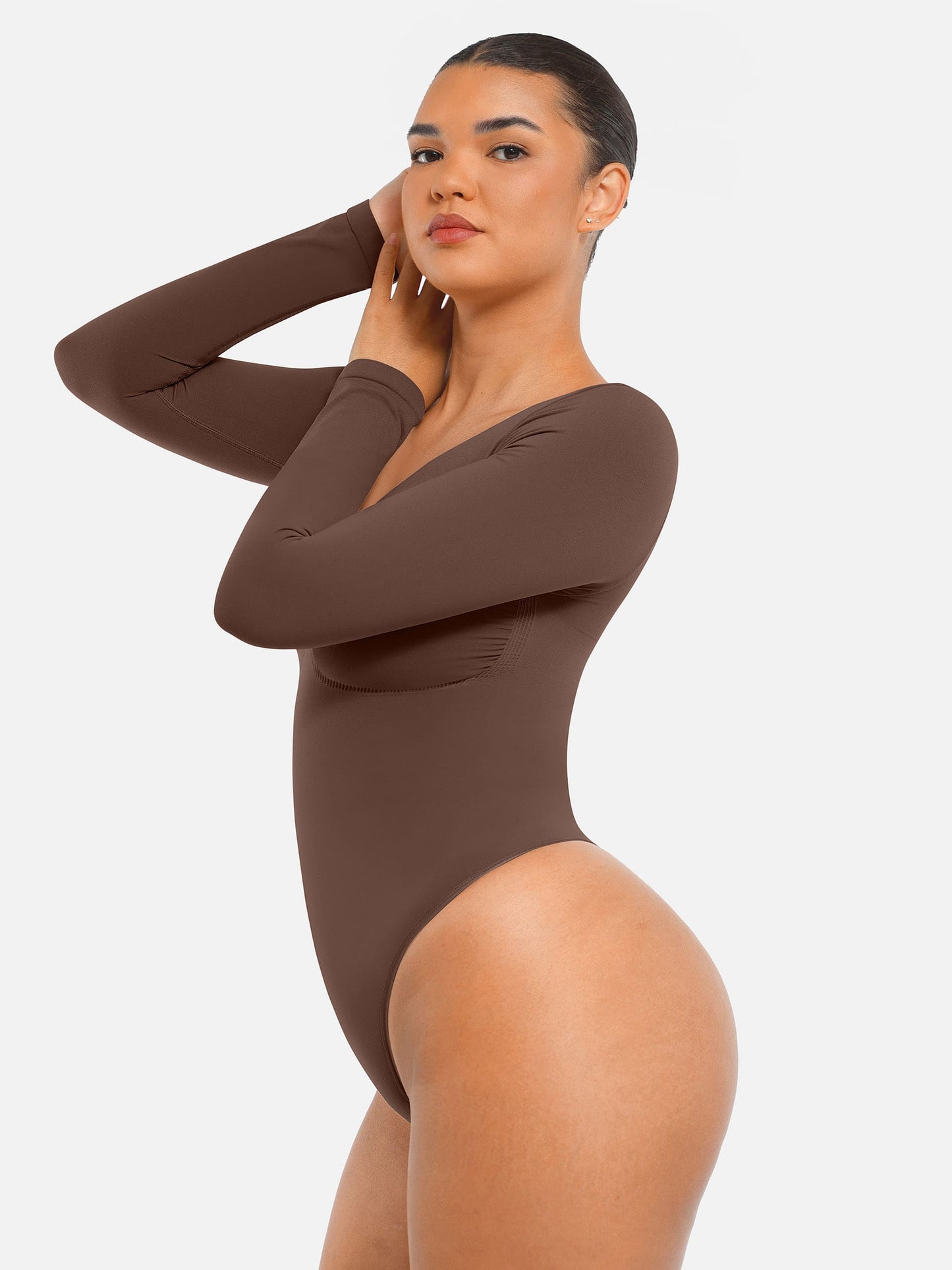 Seamless Long Sleeve Tummy Control Thong Bodysuit