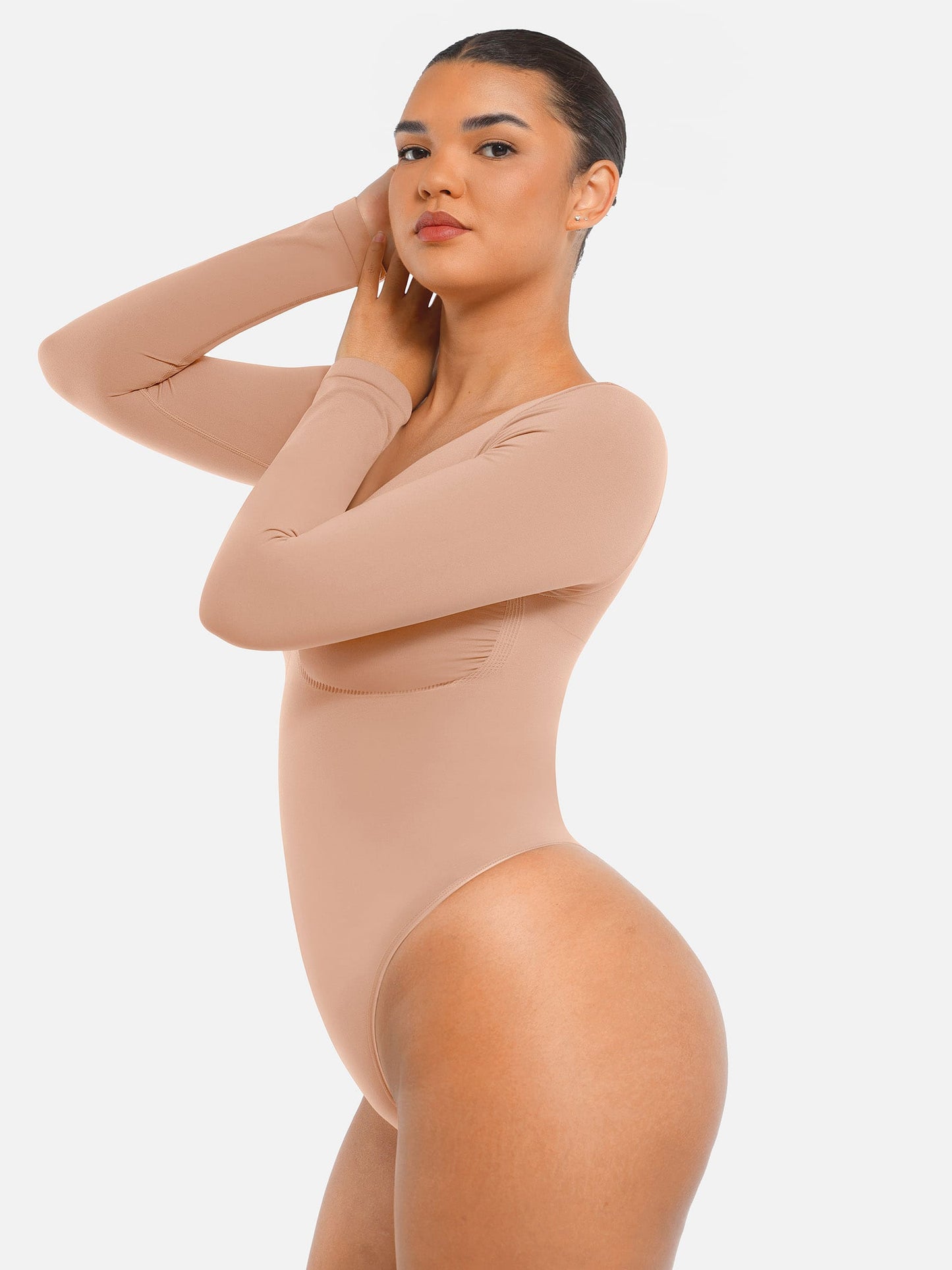 Seamless Long Sleeve Tummy Control Thong Bodysuit