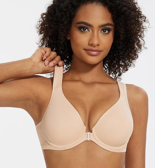 Women's Front Closure Bras Posture Full Coverage Plus Size Underwire Unlined Back Support Plunge Seamless Bra