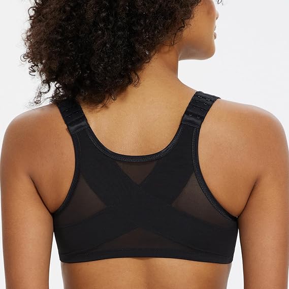 Women's Front Closure Bras Posture Full Coverage Plus Size Underwire Unlined Back Support Plunge Seamless Bra