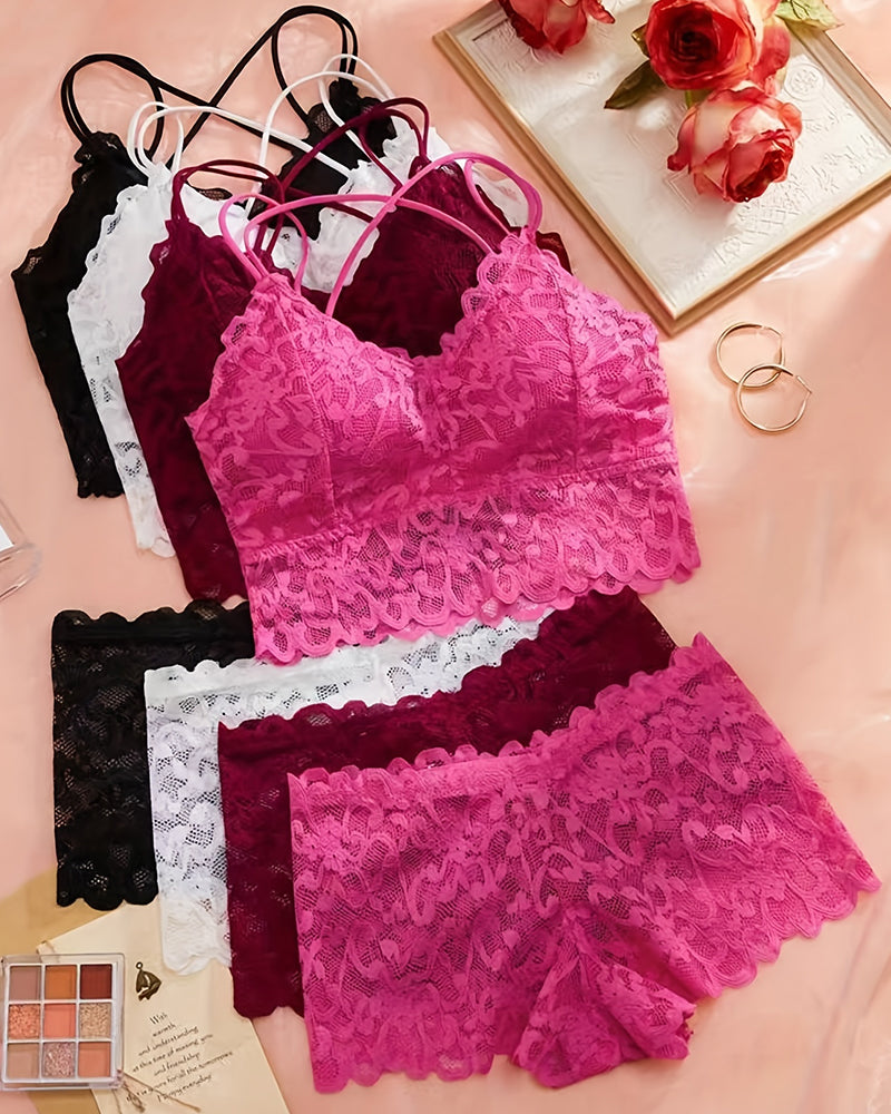 Romantic Lace Bralette & Panty Bundle (4 Sets)