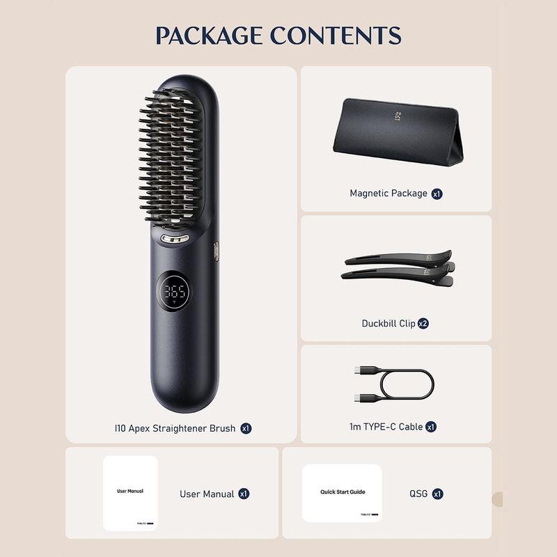 🔥 10 APEX Cordless Hot Brush | Ionic Ceramic Styler with Digital Display