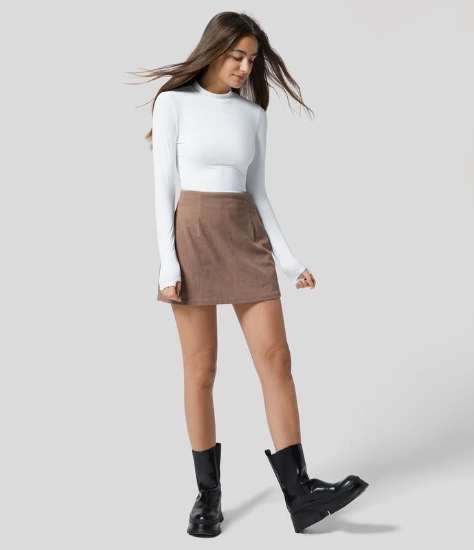 ✨ High-Waisted Corduroy 2-in-1 Mini A-Line Skirt | Invisible Zipper Casual Style