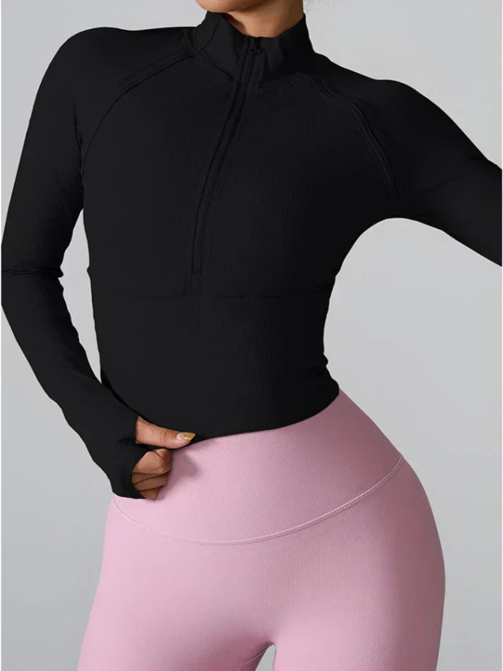Half-Zip Long Sleeve Top