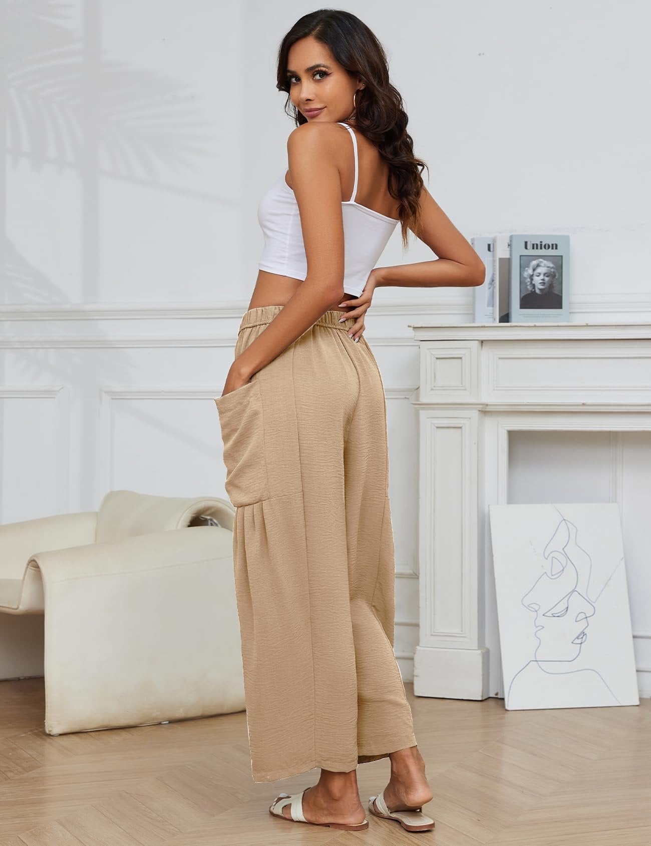 Women's Linen Casual Wide Leg Pants