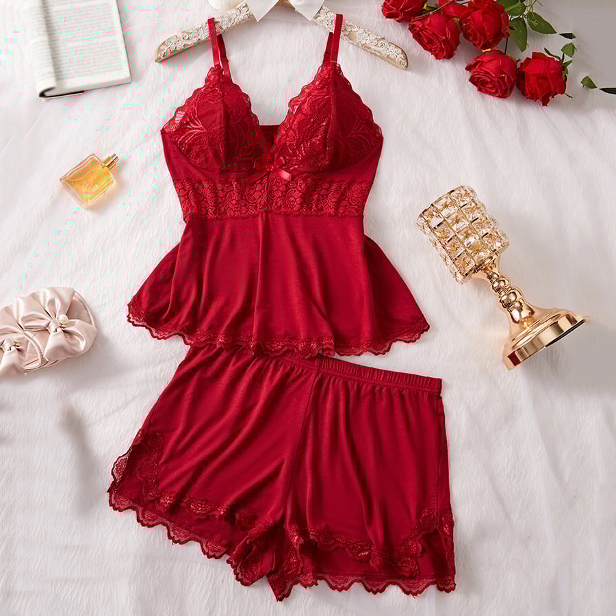💃Womens Lingerie Set Pjs and Panty Set Camisole Set Modal Floral Fabric Lace sleep sets