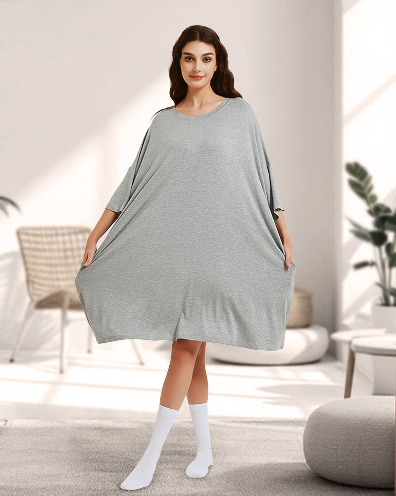 Soft Bamboo Sleepshirt with Pocket Plus Size S-6XL