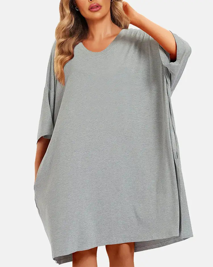 Soft Bamboo Sleepshirt with Pocket Plus Size S-6XL
