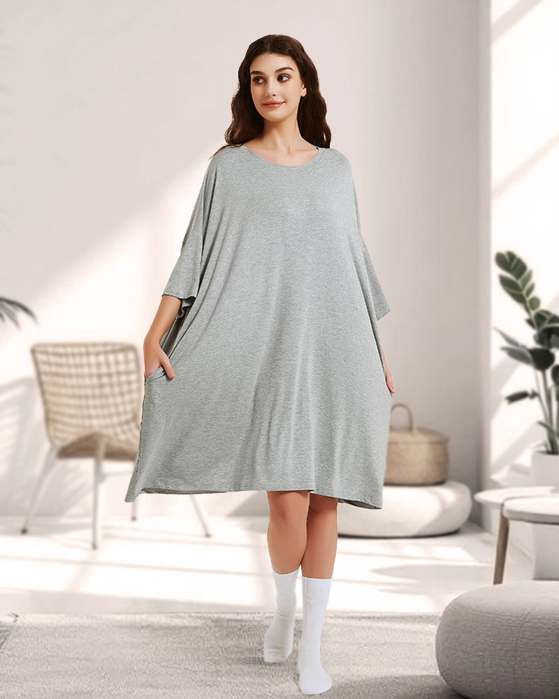 Soft Bamboo Sleepshirt with Pocket Plus Size S-6XL
