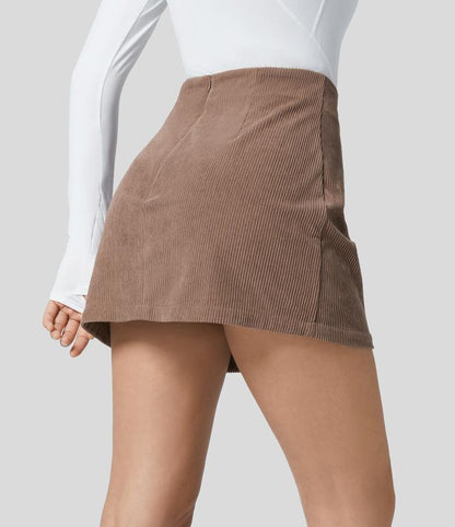 ✨ High-Waisted Corduroy 2-in-1 Mini A-Line Skirt | Invisible Zipper Casual Style