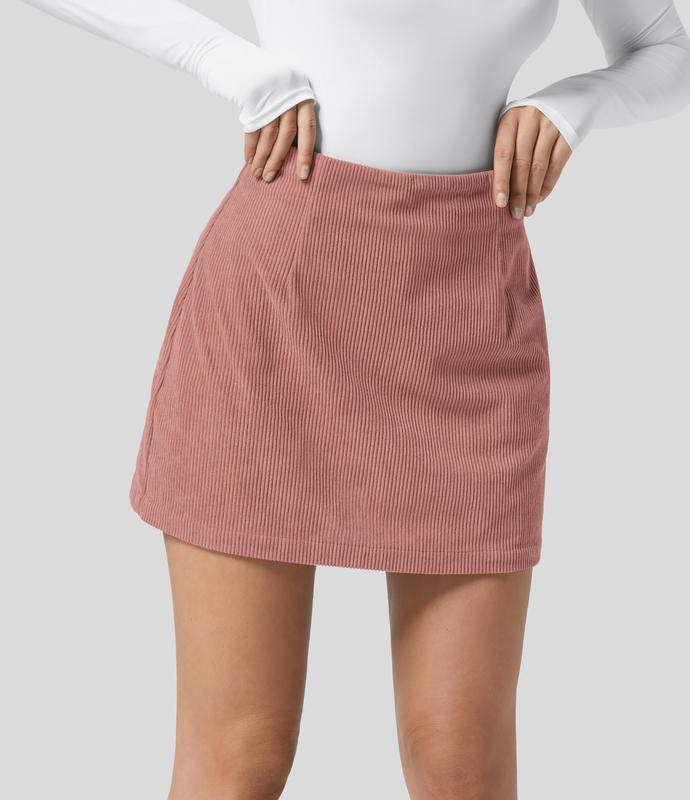 ✨ High-Waisted Corduroy 2-in-1 Mini A-Line Skirt | Invisible Zipper Casual Style