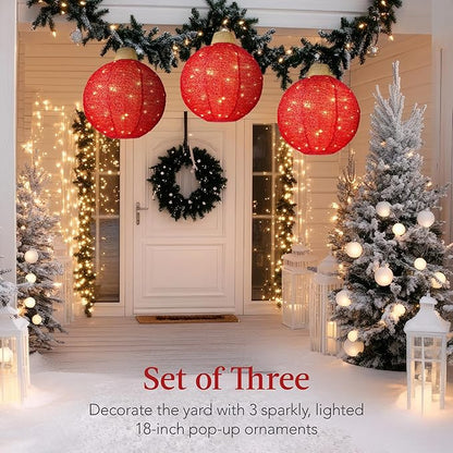 Hanging Pop-Up Outdoor Christmas Ornaments, LED Lights, 8 Light Functions