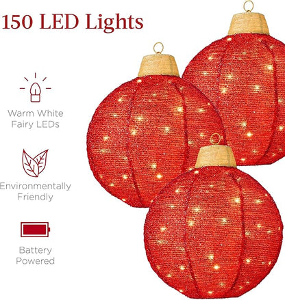 Hanging Pop-Up Outdoor Christmas Ornaments, LED Lights, 8 Light Functions