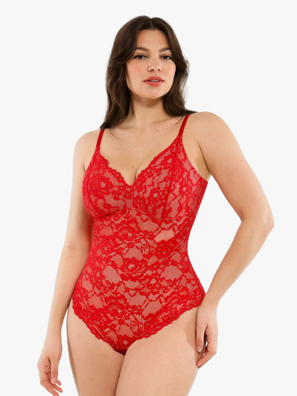 🔥Summer Promotion 49% OFF - V Neck Lace Shapewear Bodysuit🩱