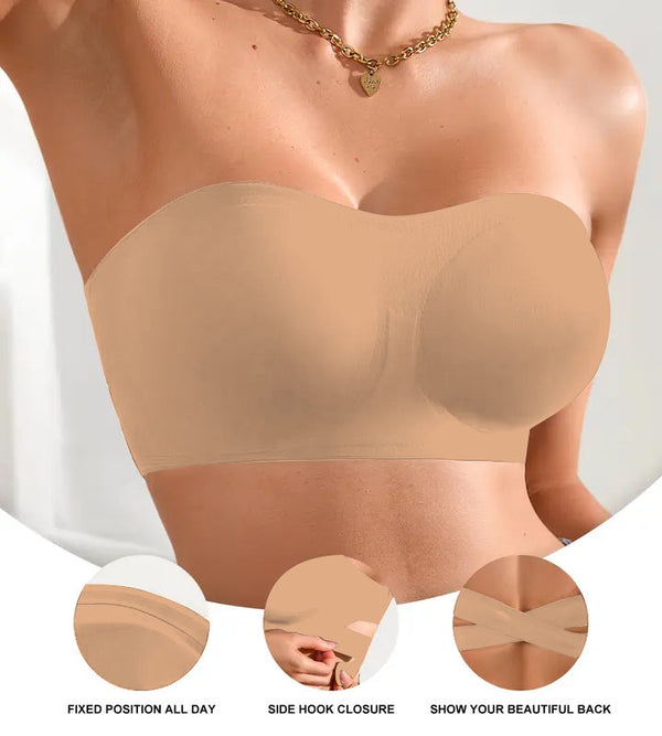 Non-Slip Crossover Side Hook Bandeau Bra
