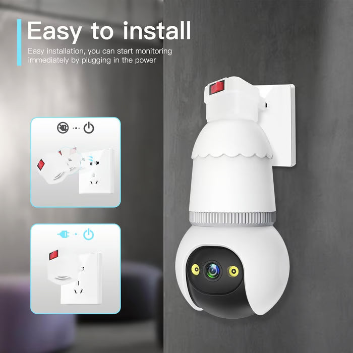 1080P Light Bulb Security Camera,Wireless Outdoor Indoor Camera with Night Vision