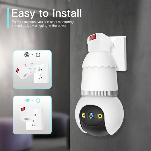 1080P Light Bulb Security Camera,Wireless Outdoor Indoor Camera with Night Vision