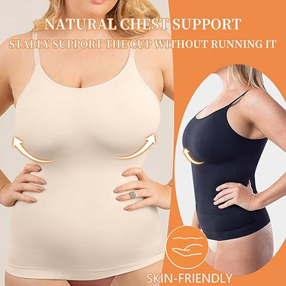 Scoop Neck Cami,Adjustable Strap Tummy Control Shaping Tank Tops for Women